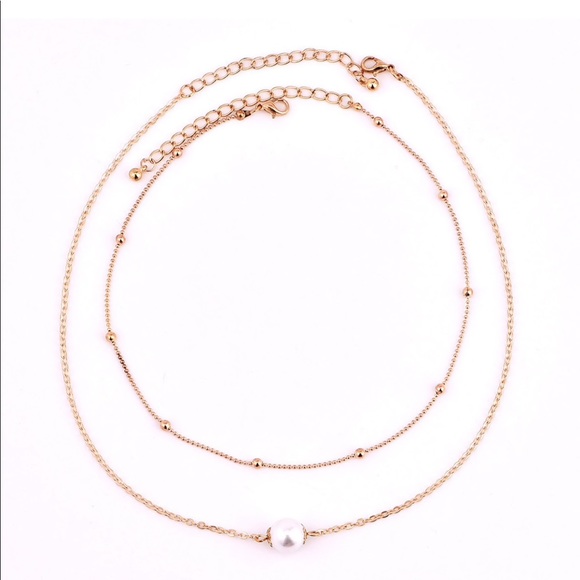 Double layer pearl necklace choker - Picture 5 of 7